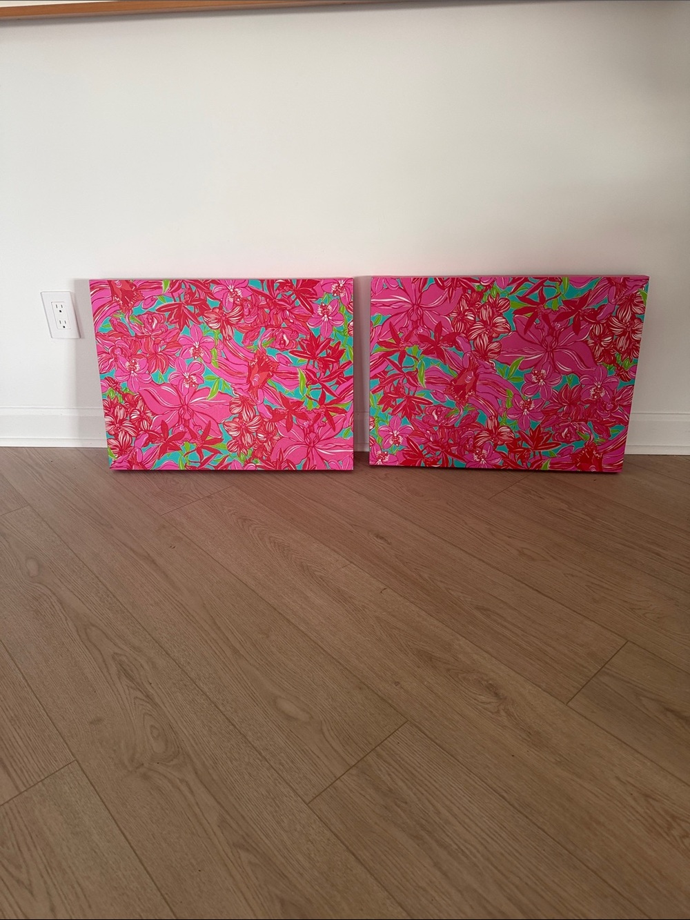 Lilly Pulitzer Pink Floral Canvas Pair